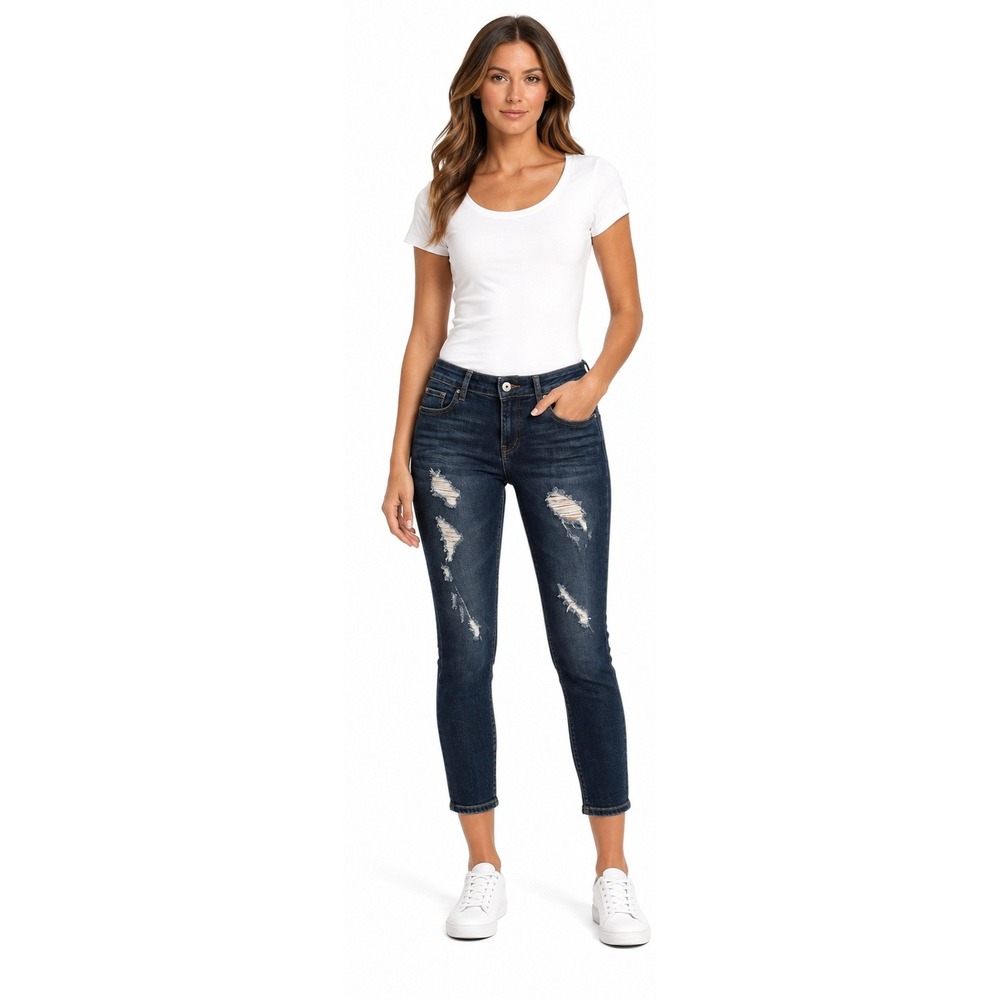 ARMANI EXCHANGE Cropped Skinny Court Distressed Jeans Size 27 Dark‎ Wash Stretch